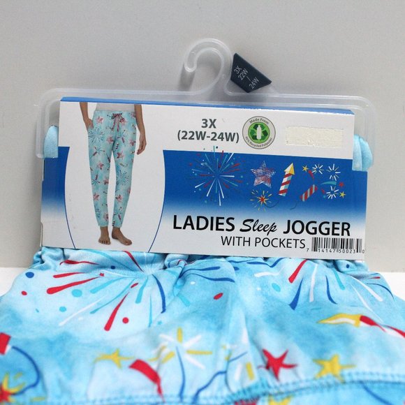 Ladies NWT 3X 22W-24W Americana Party Sleep Joggers With Pockets - Picture 1 of 8